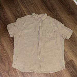 Casual Men's Beige Button Down Shirt